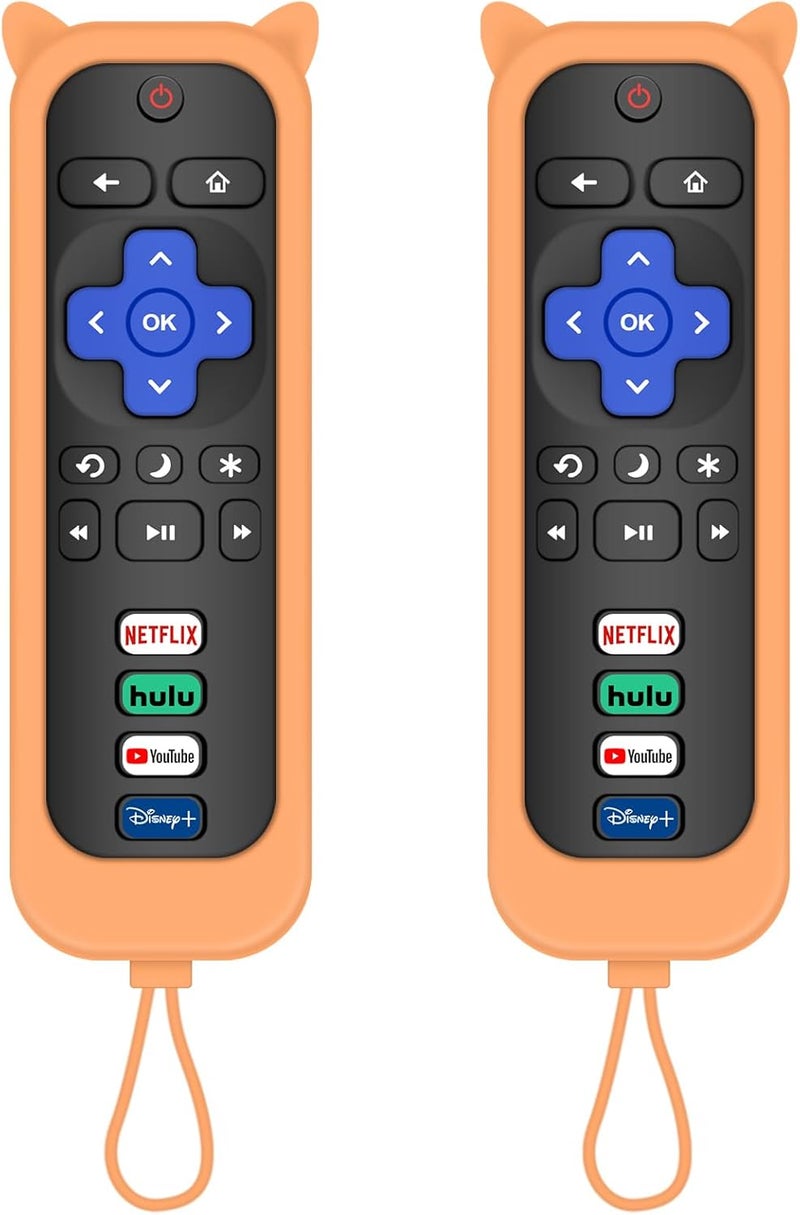 MOKEMAKE Remote for Roku TV & Cover for TCL Roku Remote, 2-Pack Remotes Replacement Cover for Roku TV Remote (Orange) - Image 1